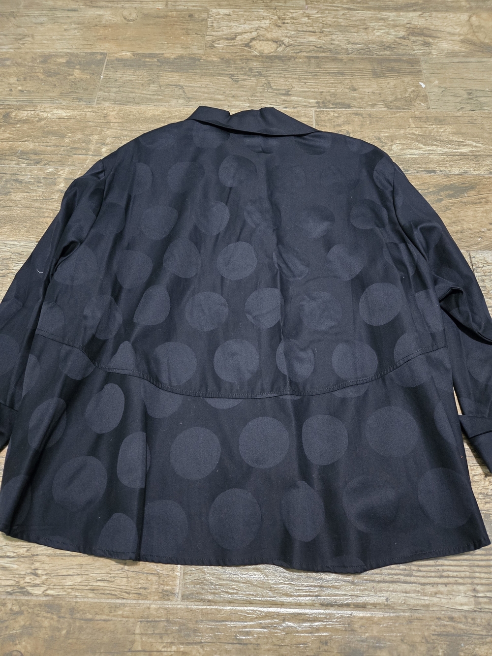 PLANET by Lauren G Black Cotton Jacquard Mini-Man Polka Dot Swing Shirt OS - Picture 3 of 7